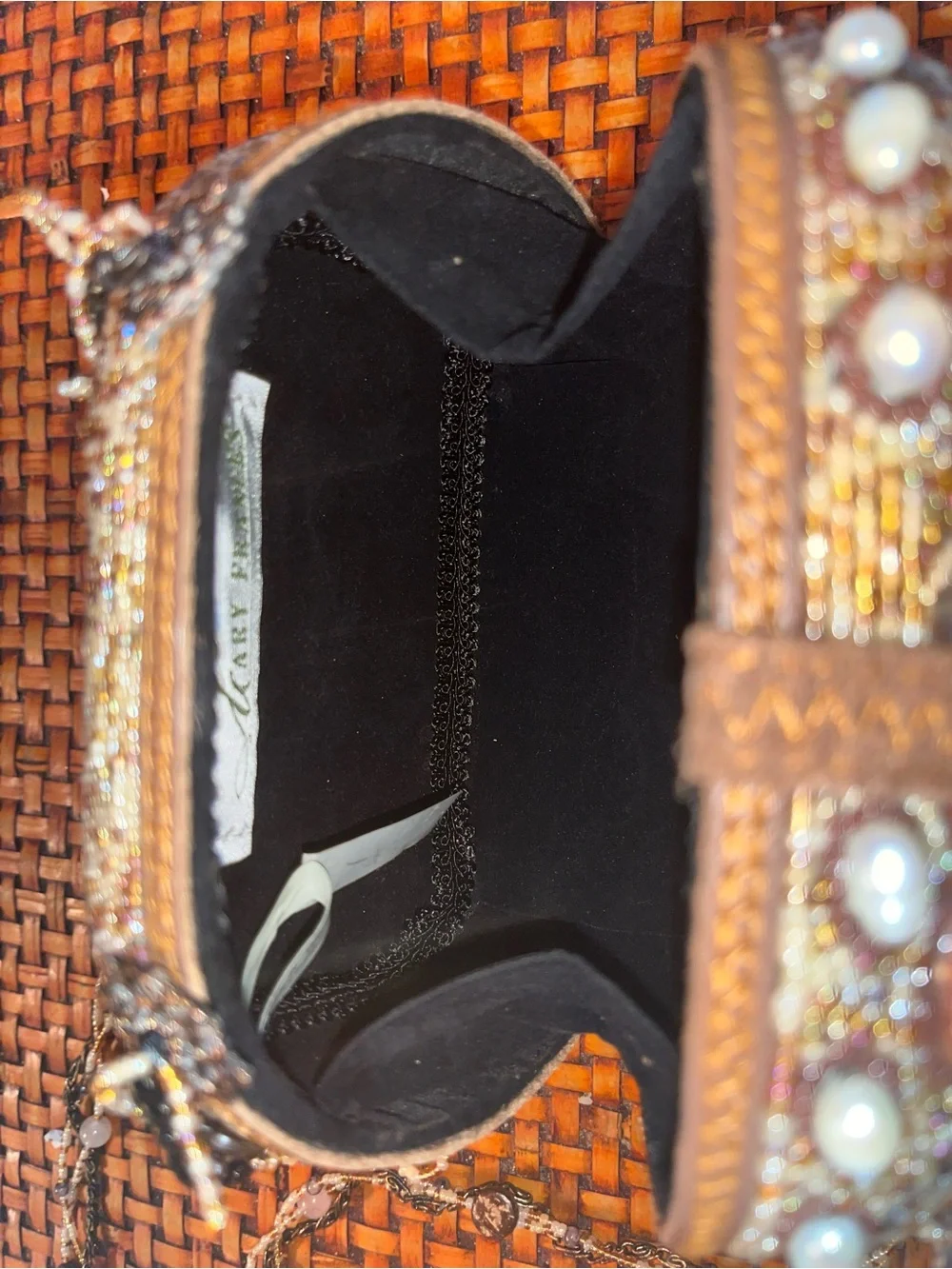 Mary Frances Beaded Evening Clutch with Pearl Fringe